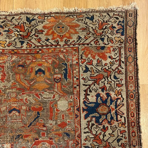 Vintage Rug 4' 4 x 6' Brown Hand Knotted Worn Wool Oriental Rug