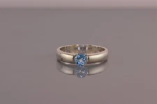 Boma Sterling Silver 5mm Blue Topaz Tension Set Solid Band Ring 925 Sz: 8