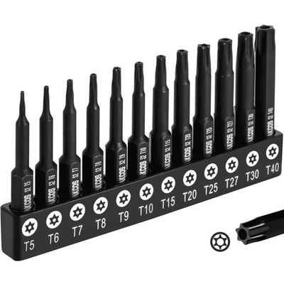 Torx Bit Set 12-teilig T5-T40, S2 Stahl, 50mm, Phosphatiert, Schrauber