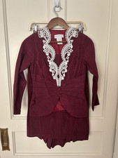 Vintage Jessica McClintock Bridal 2 Piece Skirt Set Juniors Size 5/6 Burgundy