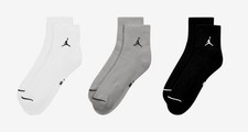 BRAND NEW Men's Jordan Ankle Socks 3 Pack Size 8 -12 White Gray Black