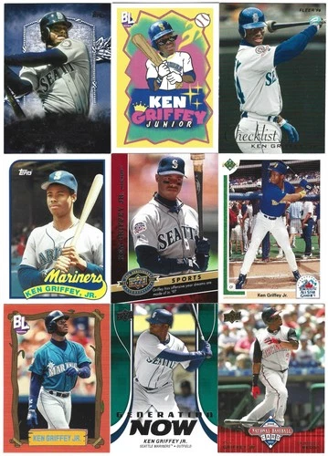 (18) 1991-2024 Ken Griffey Jr. Baseball Insert Card Lot with No Duplicates - HOF