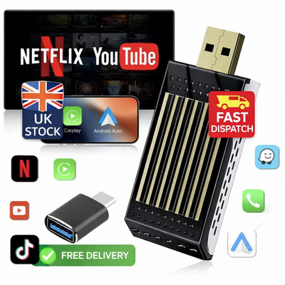 Wireless CarPlay Android Auto AI Box | Netflix YouTube | Plug & Play UK