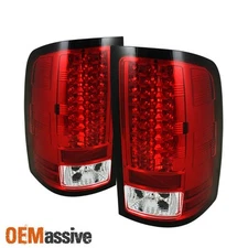 Fits 2007-2013 Sierra 1500 2500HD 3500HD Red Clear LED Tail Lights Left+Right