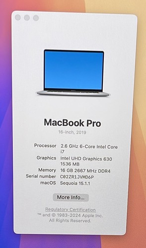 Apple MacBook Pro A2141 2019 16" Core i7-9750H 2.6GHz 512GB/16GB - Silver - AT05 - Afbeelding 7 van 12