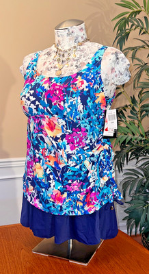 NWT! AZUL - Maxine Of Hollywood, Instant Minimizer Soft-Cup/Swim-Dress, Size 18W