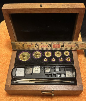 Vintage German Precision Analytical Scale Weight Kit Wood Case FK 295/3 Ba As-Is