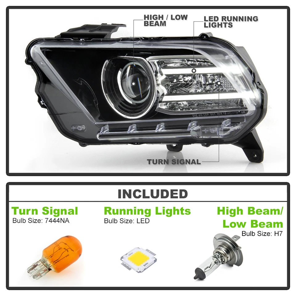 [Actualización halógena] Faros proyectores de tubo LED para Ford Mustang 2010-2014 Foto 3 de 4