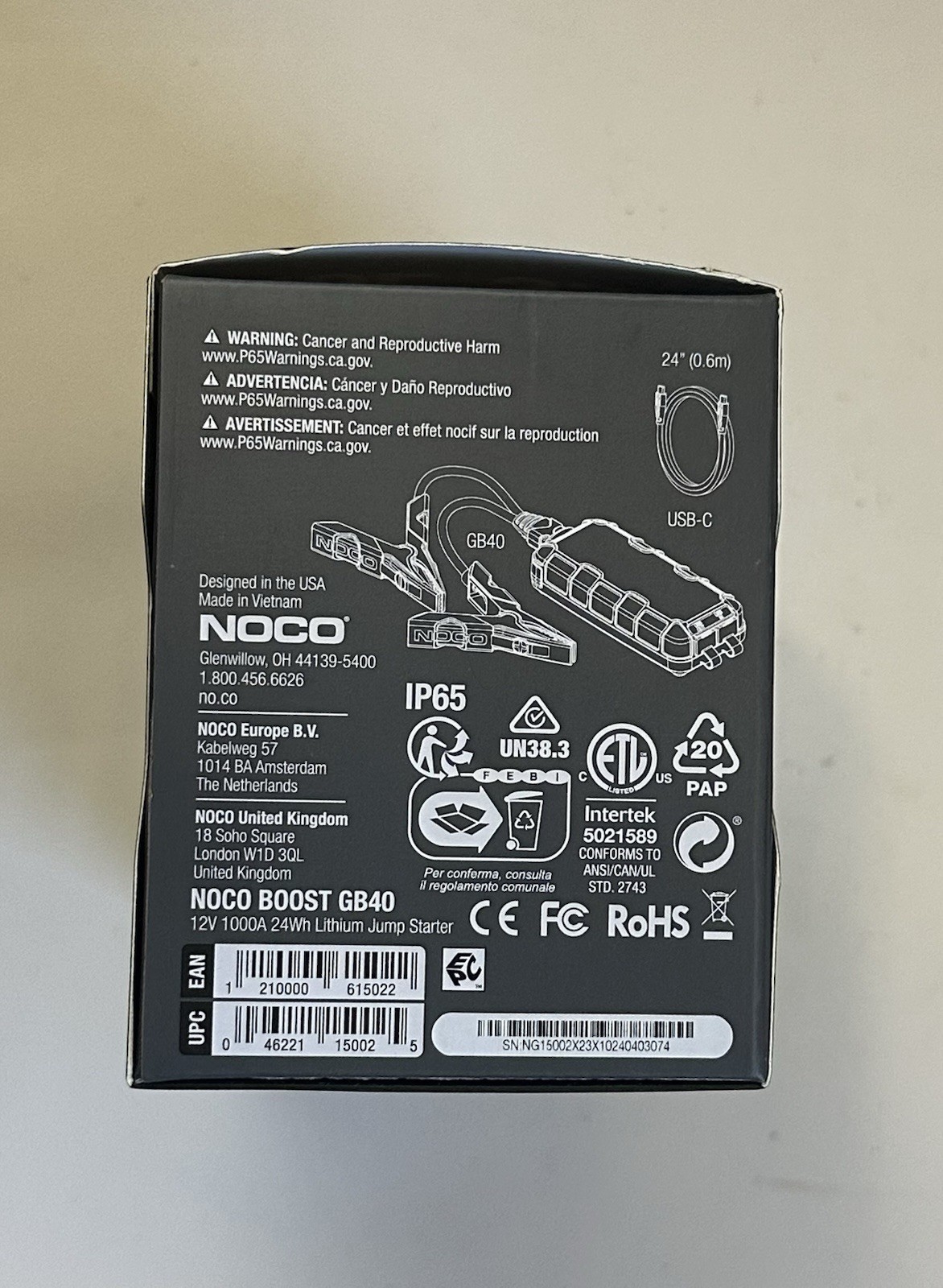 NOCO Boost Plus GB40 1000A 12V UltraSafe Portable Lithium Battery Jump Starter