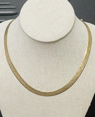 Gold Sterlingsilber wendbare strukturierte 7 mm BREIT Halskette MÄDCHEN Italien Kette-Vtg