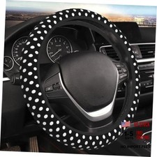 Mukio Black White Polka Dot Car Steering Wheel Cover 15 Inch One Size Design 11
