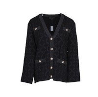 Maje Cardigan Schwarz Glanz V-Ausschnitt Gr. 38 M Damen Strickjacke MFPCA00319