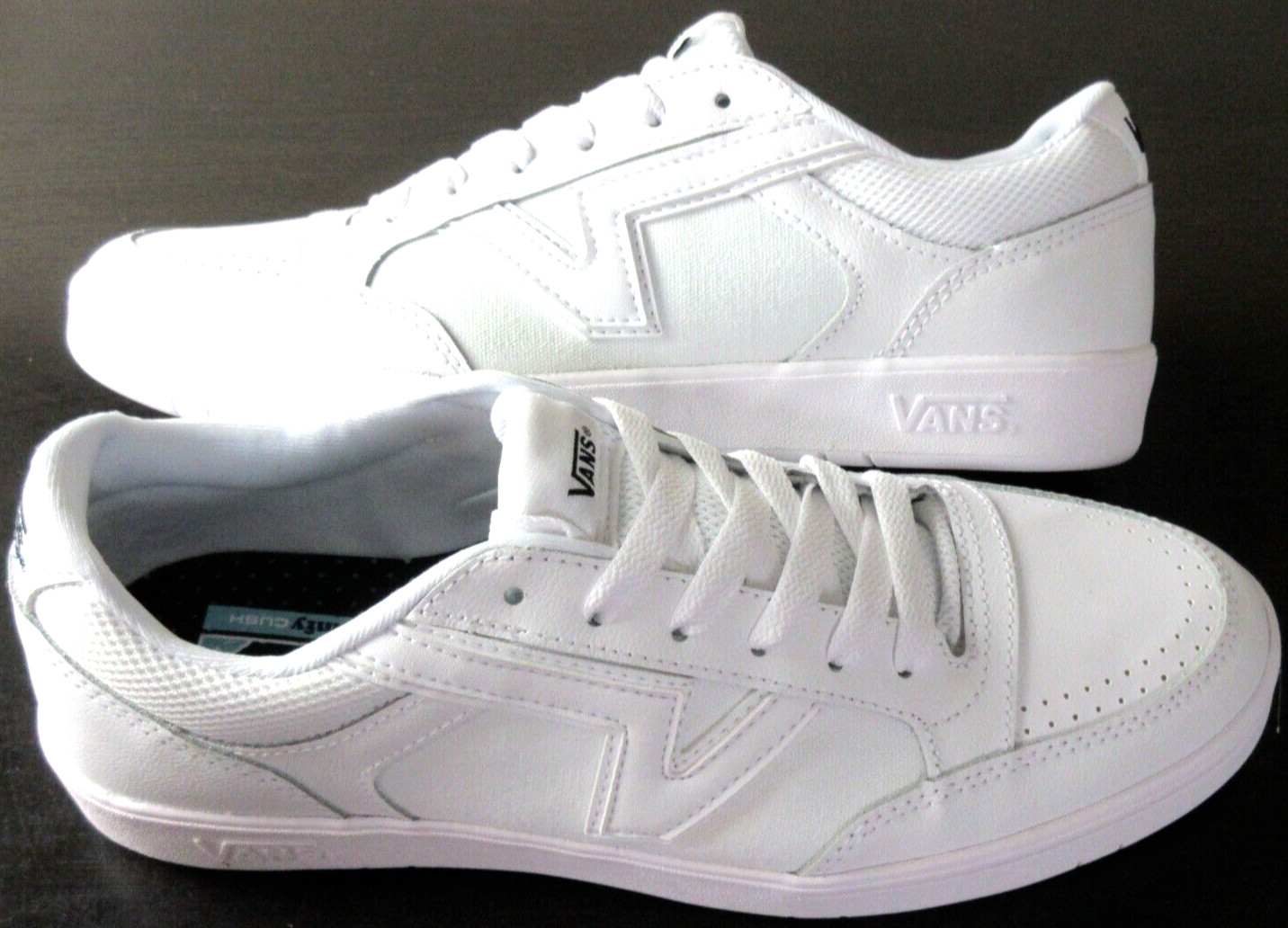 Vans Men's Lowland Cc Sport True White Canvas Leather Skate Shoes Size 10 NIB