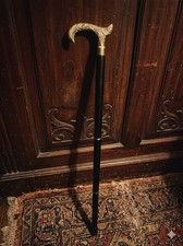 36 Inch Brass Derby Handle Walking Cane Walnut Wood Shaft Black Walking Stick