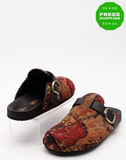 RRP€750 KING KENNEDY Mule Shoes US11 EU44 UK10 Rug Imitation Buckle