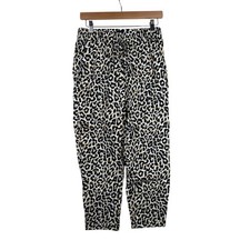 NWT J. Crew Women's Linen Blend Leopard Print Drawstring Pants Size 2 Brown