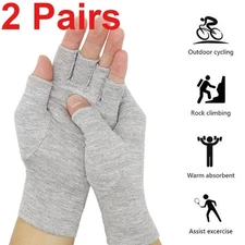 2 Pair Bamboo Gloves Compression Arthritis Glove Wrist Support Joint Pain Relief