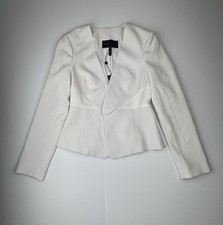 NWT BCBGMAXAZRIA Twist Front Asymmetrical Blazer Optic White XXS RND4221701