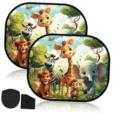 2 Pack Car Window Shade With UV Protection for Baby - 17.6 x 14.4 Animal Style