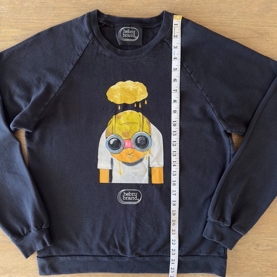 Rare Hebru Brand Studio-Fly Boy Honey Cloud Crewneck Sweatshirt-Black-USA Made-M image 5