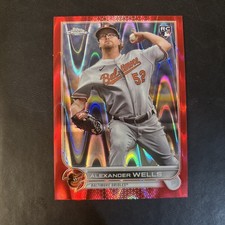 2022 Topps Chrome - Alex Wells #49 Red Wave Refractor /5 (RC)