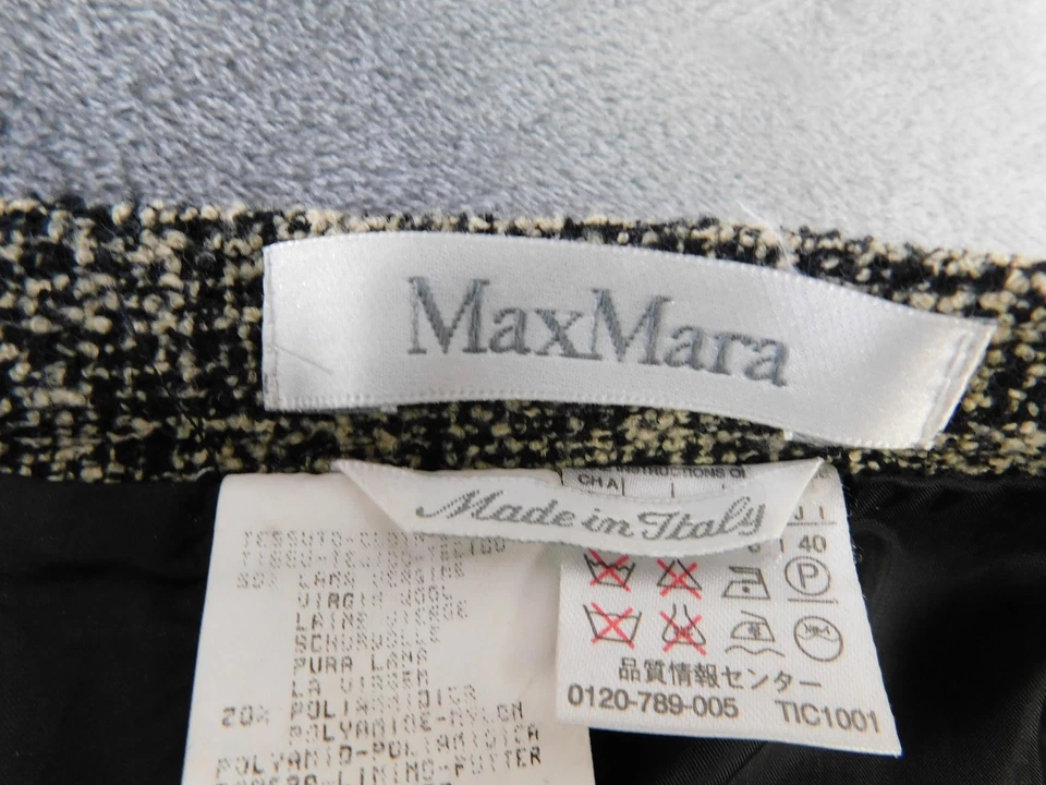 Falda MaxMara Mujer 40 Negro Tostado Mezcla Lana Tweed Midi Hendidura Italia Cápsula Foto 4 de 4