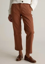 Quince brown stretch twill cotton wide leg crop pants Sz 27 Casual Preppy