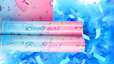 Gailroso Baby Gender Reveal Kit Confetti Cannon Popper, Boy Kit-2 Cannons Shower