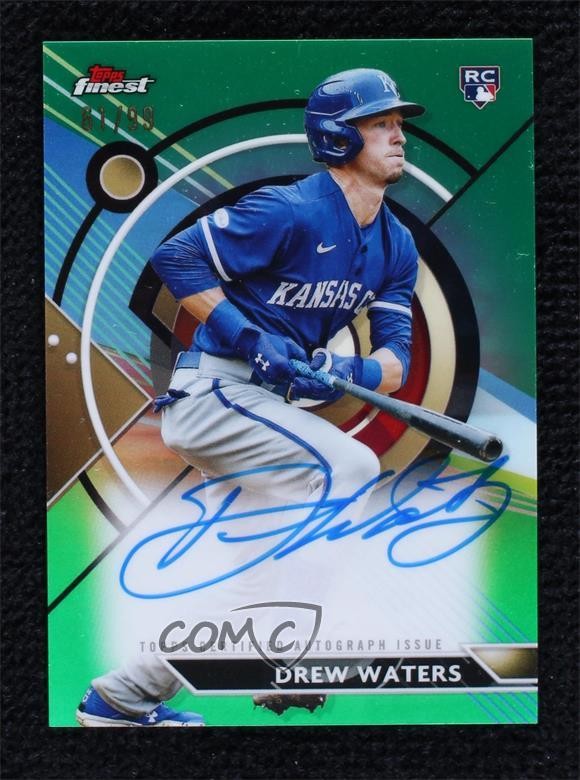 2023 Topps Finest Green Refractor 61/99 Drew Waters #FA-DWA Rookie Auto RC 0h28