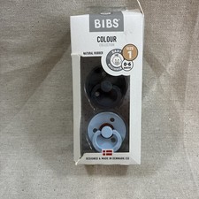 BIBS Colour Collection Round Nipple Latex Pacifiers BPA-Free Size 3 Blue 2pk