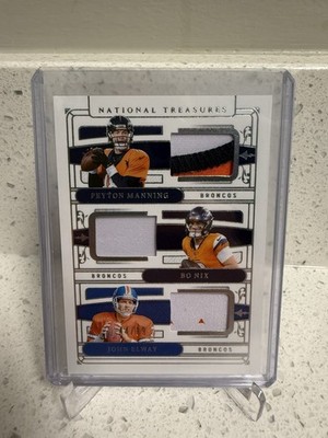 2025 National Treasures Peyton Manning Bo Nix John Elway Triple Patch Broncos