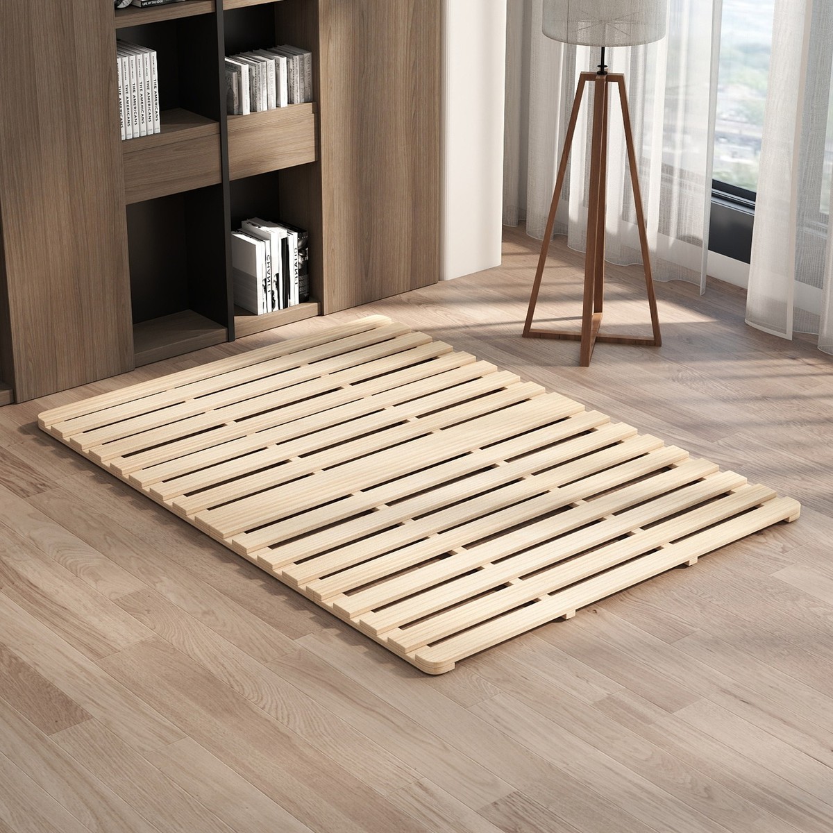Floor bed frame Solid Wood Floor Bed - Japanese Style Foldable
