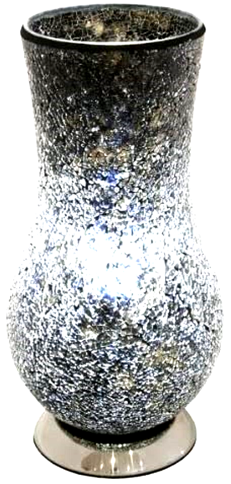 Mosaic Glass Vase Table Bedside Lamp Home Lighting Décor  Black Crackle  - LM76B