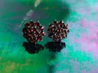 Vintage Vermeil Silver Deep Burgundy Garnet Cluster Post Earrings & Garnet Cross — photo 5