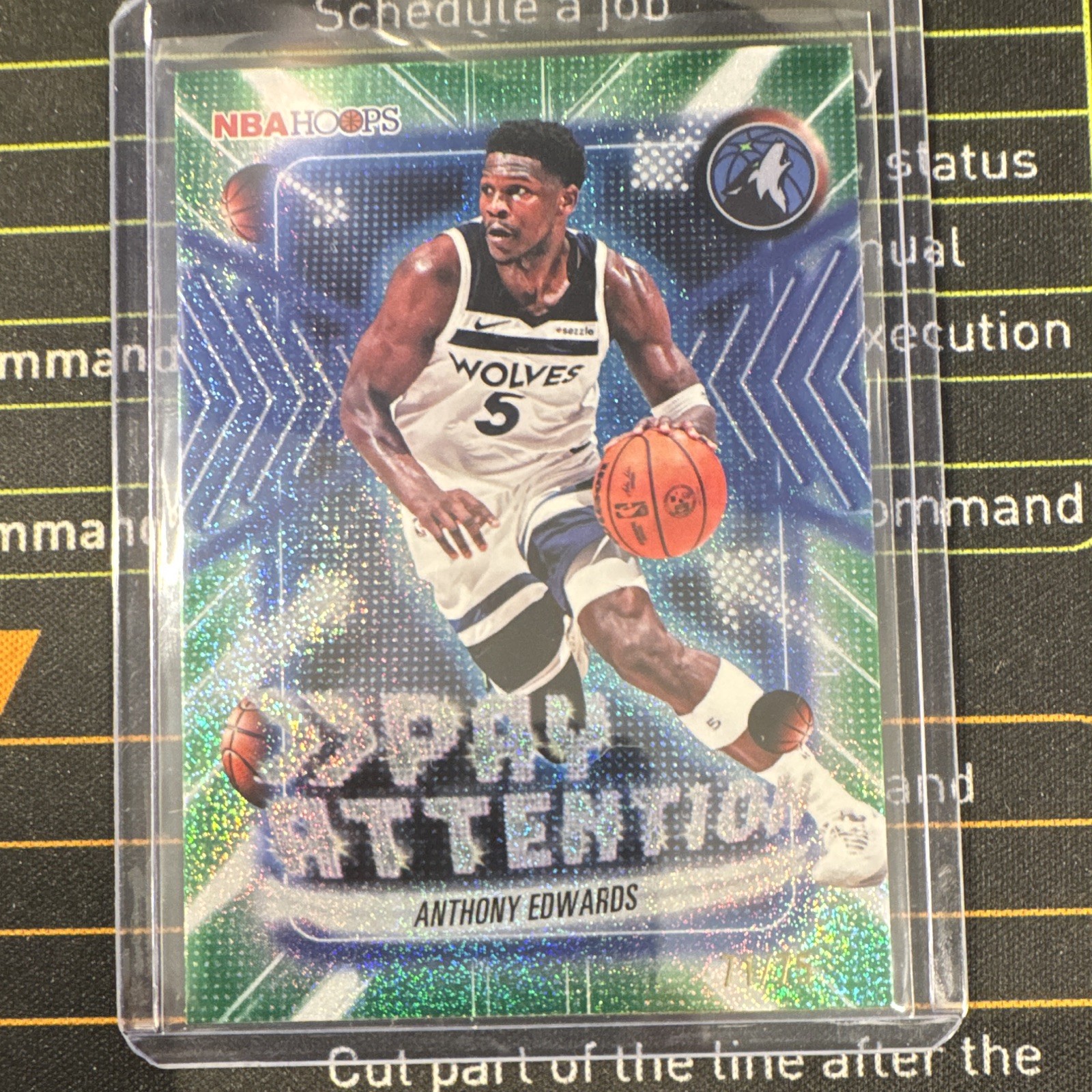 2025-26 NBA Hoops Pay Attention Anthony Edwards Wolves PA-1 Green Pixel 71/75