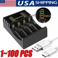 Universal USB Battery Charger 100%Fast Charger AA AAA Rechargeable Batteries LOT