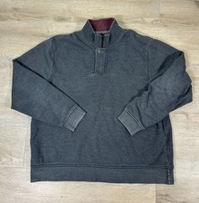 Orvis Quarter Zip Charcoal Gray Maroon Pullover Sweater Size XXL