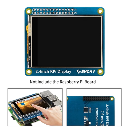 2.4 Inch Touch Écran d'affichage Backlight pour Raspberry Pi 4B 3B+ Zero 2 W