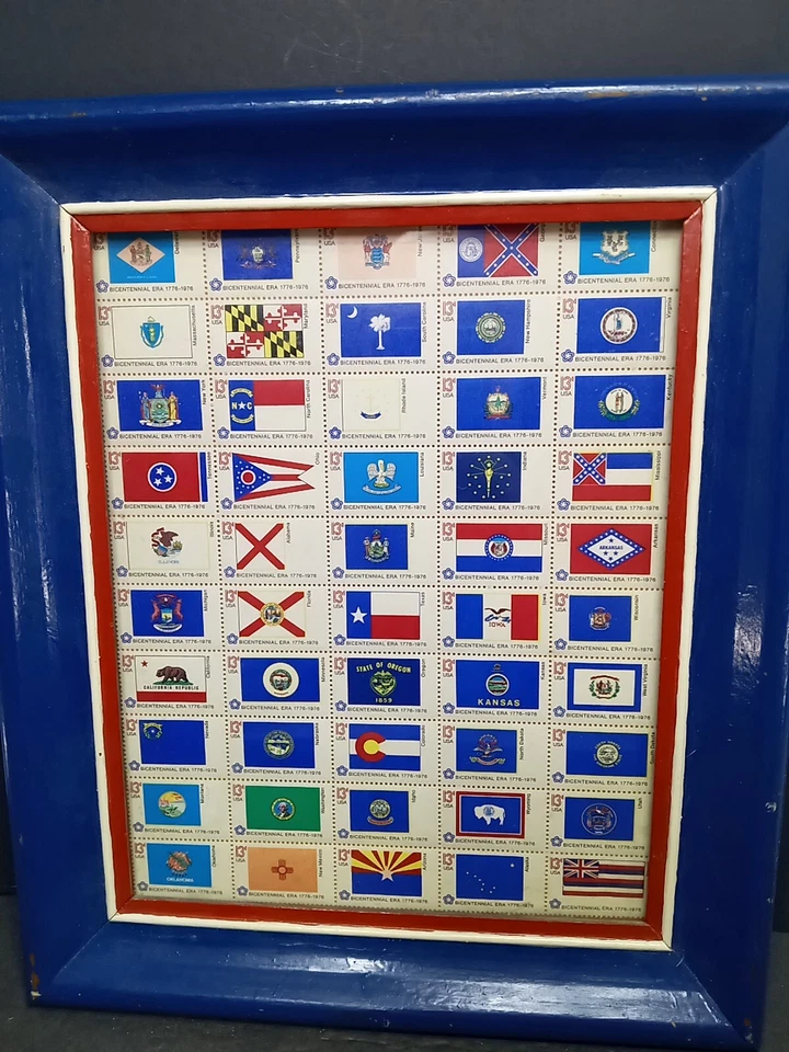 ❤1976 13-cent US stamps Bicentennial State Flags, Full Sheet of 50 B Lopez Pic - Image 4 of 4