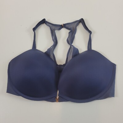 Victoria Secret women's br 36DD blue Push Up Racerback Underwired Front  Closure