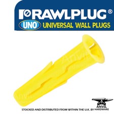 GENUINE RAWLPLUGS UNO YELLOW UNIVERSAL WALL PLUGS 5X24mm  MULTIPURPOSE RAW PLUG
