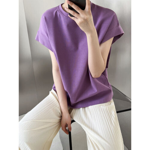 Womens Silhouette Right Angle Shoulder Short Sleeve Loose Bat Sleeve T-Shirt Top - Picture 1 of 27