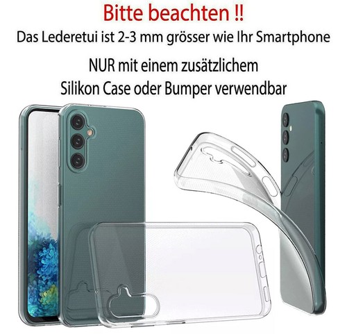 Suncase Leather Cover Bag IN Antique Braun + Silicone Cover for Samsung Galaxy - Zdjęcie 2 z 9