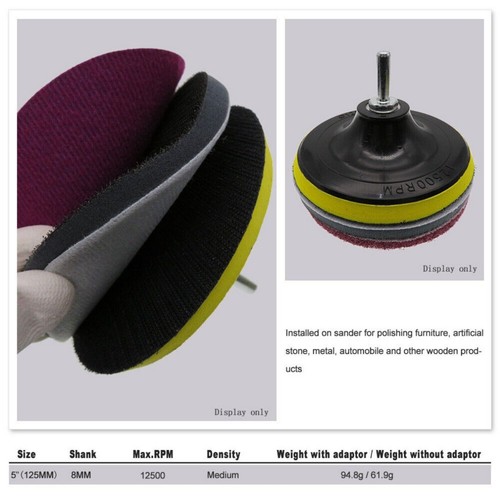 5 in Hook & Loop Backing Pad Angle Grinder M10 & Drill Attachment for Sand Disc - Picture 5 of 11