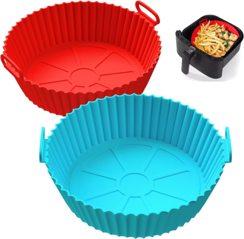 2 Pack Air Fryer Silicone Liners Pot for 3 to 5 QT, Bpa-Free, Food Grade Airfrye - Afbeelding 1 van 9