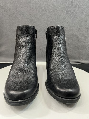Anne Klein Lucille Ankle Boots Booties Women SZ 7 Moto Black Leather Straps Zip - Picture 8 of 15