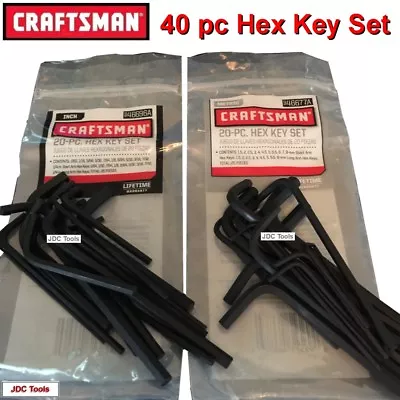 NEW CRAFTSMAN HEX KEY ALLEN WRENCH SET 40 PC PIECE SAE STANDARD INCH & METRIC MM