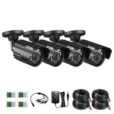 ZOSI 4PK 1080P TVI Day Night 24 IR Leds Outdoor CCTV Bullet  Security Camera
