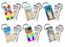 Cozumel FootWhere® Souvenir Keychains 6 Piece Set. Made in USA