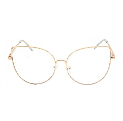 NWT Women Large Cat Eye Clear Lens Glasses Mitzi Fashion Retro Metal Frame